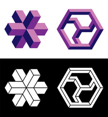 Abstract shape icon isolated on white and black background. Vector illustration.