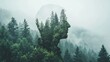 Intricate double exposure art  man s silhouette creatively blended with detailed forest landscape