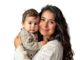 mother holding baby with love isolated on white background PNG