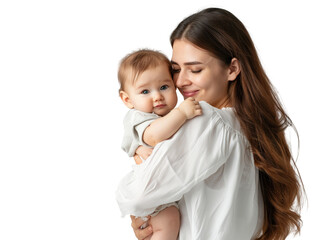mother holding baby with love isolated on white background png