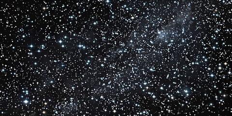 Starry sky, white stars on  black background,space, snow falling on dark background