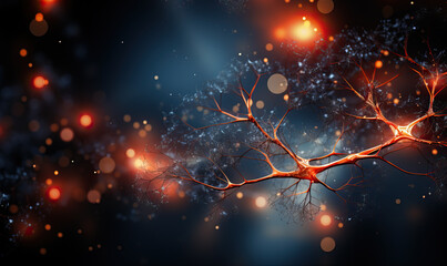 Wall Mural - abstract background, neural circuits, neuron cells concept.