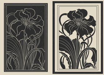 Wall Mural - Art nouveau style flower plant motif template. 1920-1930 years vintage design. Symbol motif art deco design.