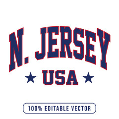 Wall Mural - New Jersey text effect vector. Editable college t-shirt design printable text effect vector	