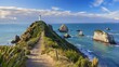 Nugget point lighthouse and the nuggets, otago: iconic east coast new zealand view