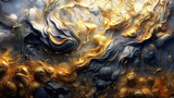 Fototapeta Do akwarium - 3D abstract wallpaper. Gold and black three-dimensional background. 
