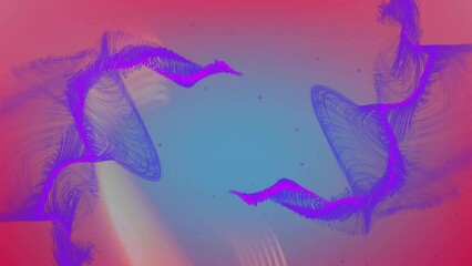Poster - Animation of purple network waves and white connection over soft blue and red light