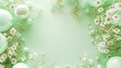 Pastel Green Floral and Orbs Background