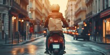 Courier Delivers Parcels Around The City On A Motorcycle Generative AI