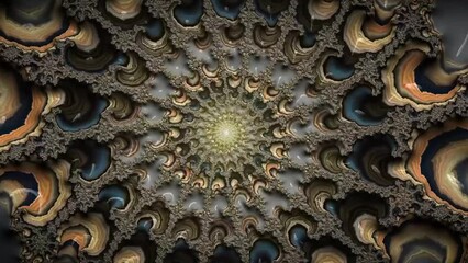 Wall Mural - Flying through abstract fractal tunnel. Color flowing, loop able simple background animation
