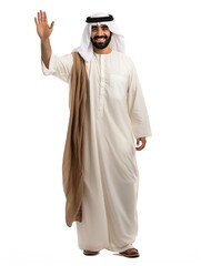 Poster - An arab person welcoming isolated on white background - generative ai