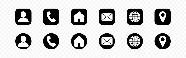 contact icon set isolated on transparent background