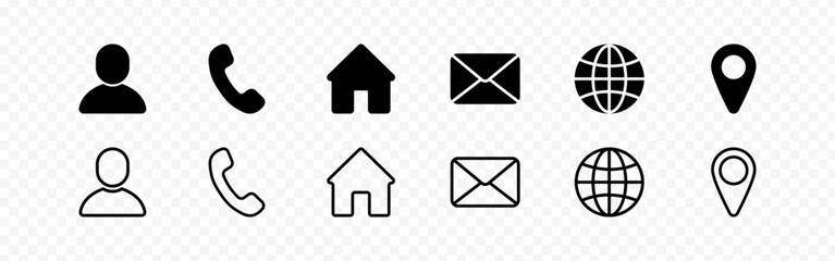 contact icon set isolated on transparent background