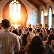 © Multiverse - A joyful assembly of churchgoers fills the church, their voices uniting in hymns and praises to God, creating a harmonious atmosphere of faith and devotion.