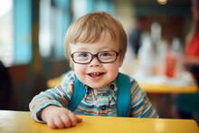 Generative Ai Photo Portrait Of Cute Adorable Optimistic Disabled Child In Hospital On Rehabilitation