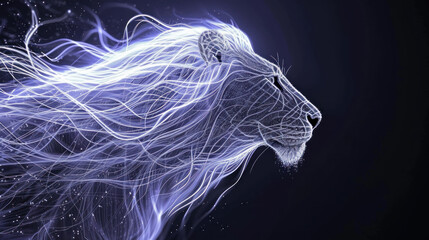Wall Mural - Fantastic lion head made of shining energy