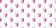 Silver coins fall into pink piggy bank on white background isolated. Minimal repeated seamless pattern AI graphic.