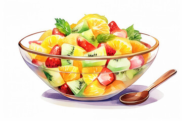 Wall Mural - Colorful Fruit Bowl: Fresh and Healthy Nutrition Explosion on a White Background