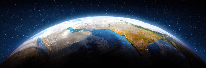 Canvas Print - middle east and india air view