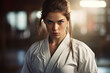 Close up photography of a female practicing martial arts judo or karate generative AI