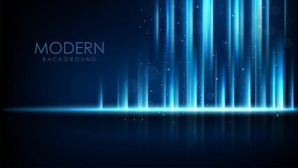 Wall Mural - Abstract Futuristic Light Blue Vertical Lines Light on Blue Background, Vector Illustration