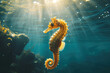 Seahorse floating under water in the sea