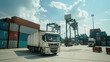 Logistic yard full of truck and containers