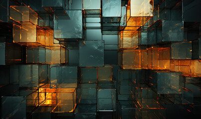 Wall Mural - creative dark background made of rectangular shapes.