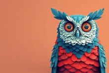 A Owl Nurse With Ruffled Feathers. The Bold Colors And Simple Background Create A Sense Of Fun And Excitement, Making This Image Perfect For Use In Children's Books, Healthcare Settings.