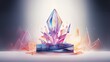 3D podium under watercolor light crystal splash captured vividly