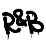 Fototapeta Młodzieżowe - Spray graffiti word R 'n' B over white. Musical genre concept.