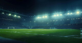 Fototapeta Sport - football stadium at night, illuminated by bright lights and spotlights
