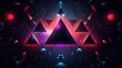 Neon triangles and circles in the style of futuristic graphics