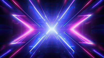Wall Mural - Geometric background with neon light rays