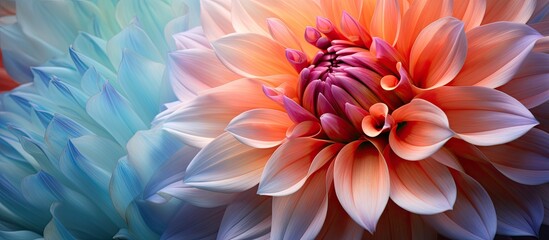 Wall Mural - an exquisite closeup of a vibrant flower with electric blue petals and a peachcolored center. this b