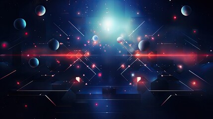 Geometric background in space sci fi style using geometric shapes and star elements