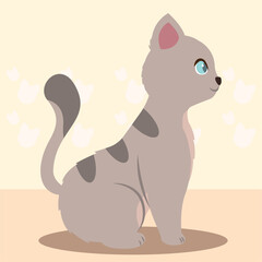 Canvas Print - Cute cat cartoon kawaii Vector