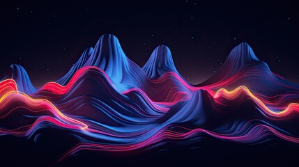 Sticker - Neon shapes forming an abstract landscape