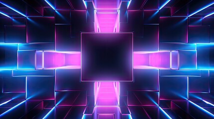 Geometric background with neon quadrants