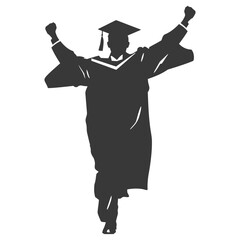 Wall Mural - silhouette academic man celebrating graduation black color only full body