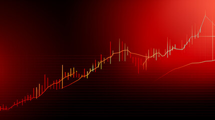 Wall Mural - Stock market financial chart with uptrend line graph in on red background