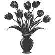 Silhouette Tulip Flower Plant in the vase black color only