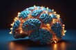 © Yliya - Illuminated Neural Pathways, Digital Brain Representation, Cognitive Science Visualization,Neural chip.