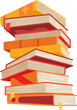 High book stacks or pile. Library textbooks and school literature heaps, dictionaries. Bookstore advertise. Cartoon stacked books angle view with different colorful covers isolated on white