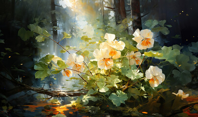 Picture of summer in the forest, flowers close-up.