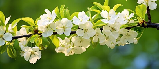 Sticker - Delicate Blossoms on a Tree Branch Floating in the Breeze of Spring Beauty