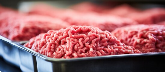 Aufkleber - Fresh Raw Ground Beef Packed in Metal Container for Cooking Recipes and Kitchen Preparation