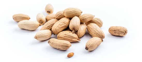 Poster - A Variety of Fresh Peanuts spread on a Wooden Table in Natural Light