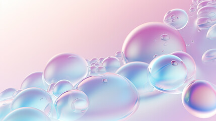 Poster - Abstract background with soft bubbles in pink and blue light. Holographic bubbles backdrop.