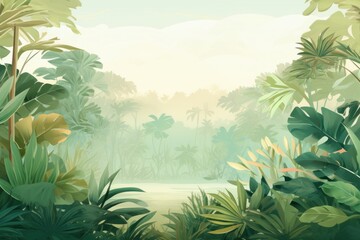 Wall Mural - Green tropical background with copy space